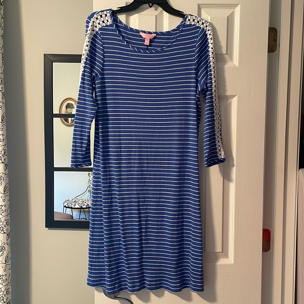 Lilly Pulitzer knit dress blue and white stripe, XL